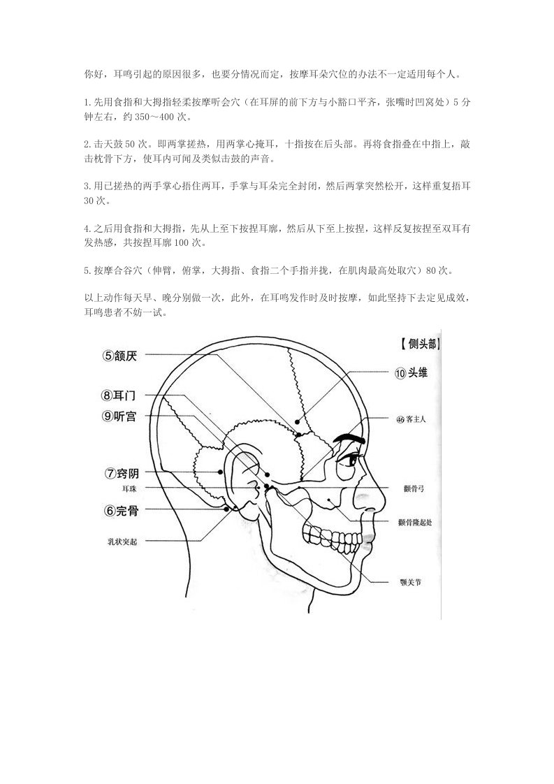 神经性耳鸣穴位按摩法