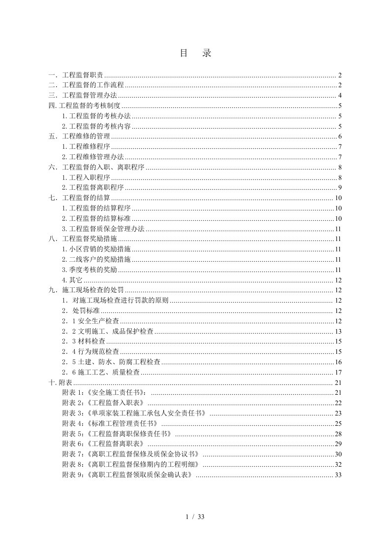 家装公司工程监督管理制度汇编