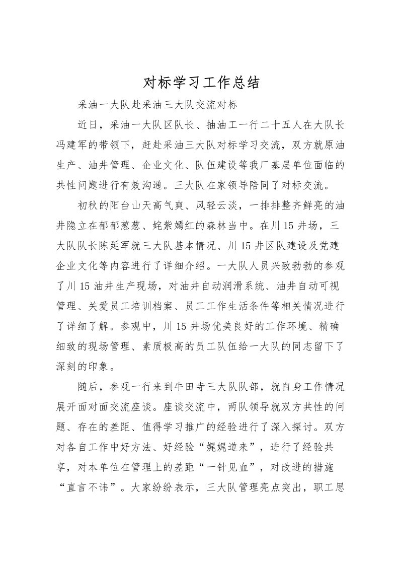 2022对标学习工作总结