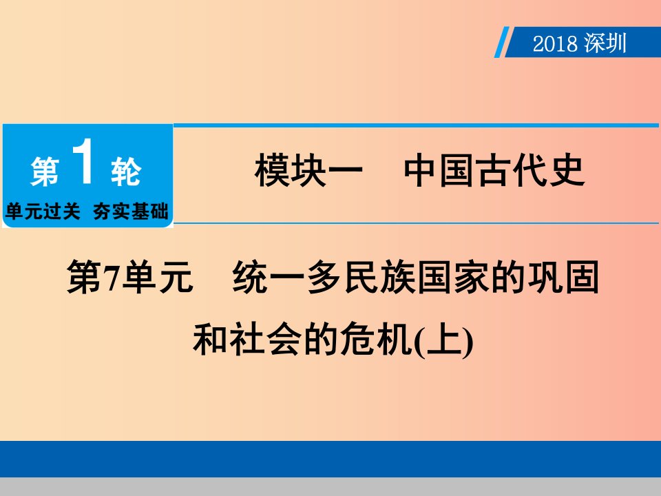 广东省2019年中考历史总复习第1轮模块一中国古代史第7单元统一多民族国家的巩固上课件