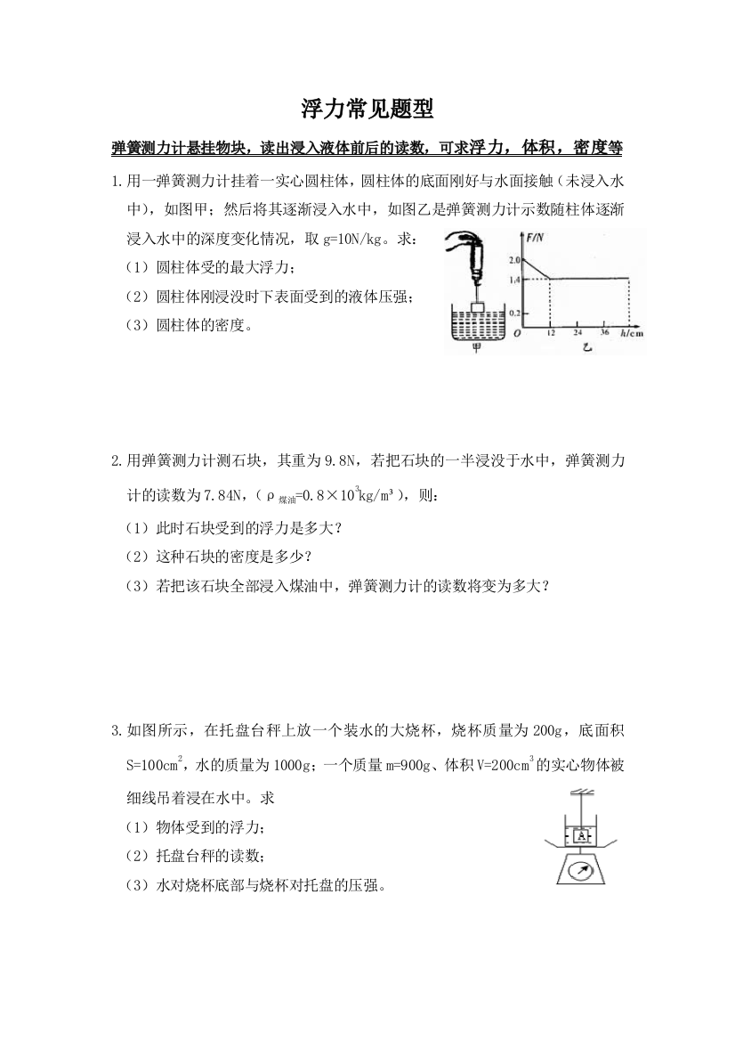 浮力常见题型及能力提升