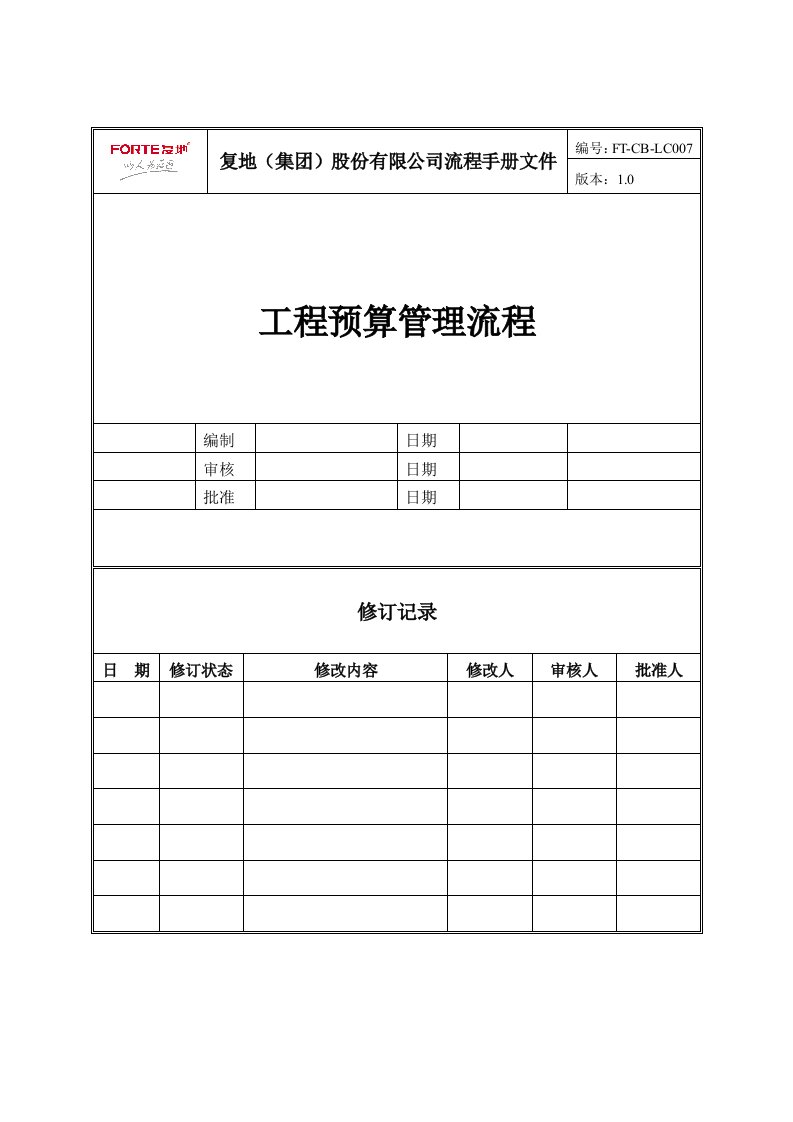 房地产集团工程预算管理流程