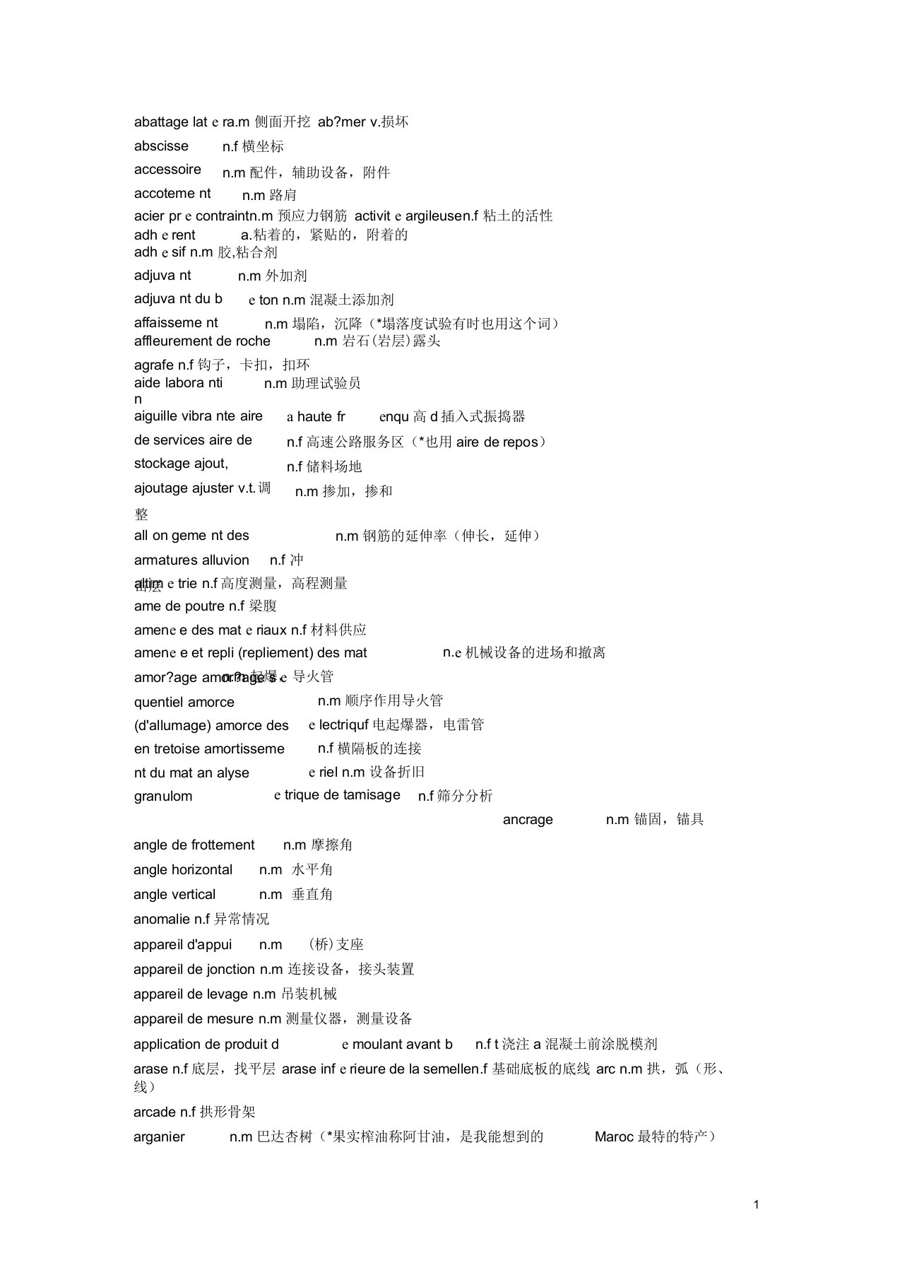 法语工程词汇(DOC)