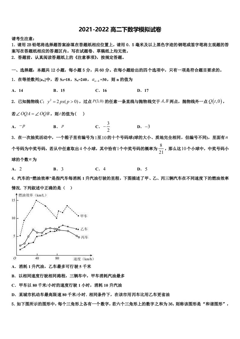 2022年云南省玉溪市峨山民中高二数学第二学期期末检测试题含解析