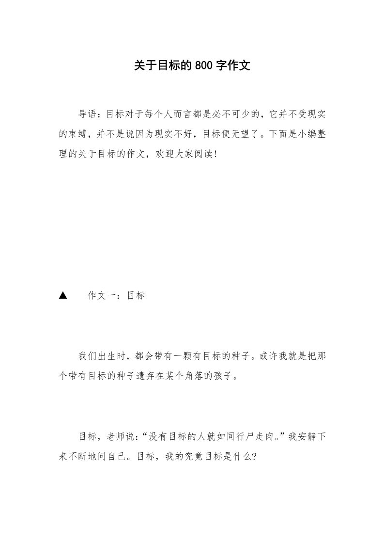 关于目标的800字作文