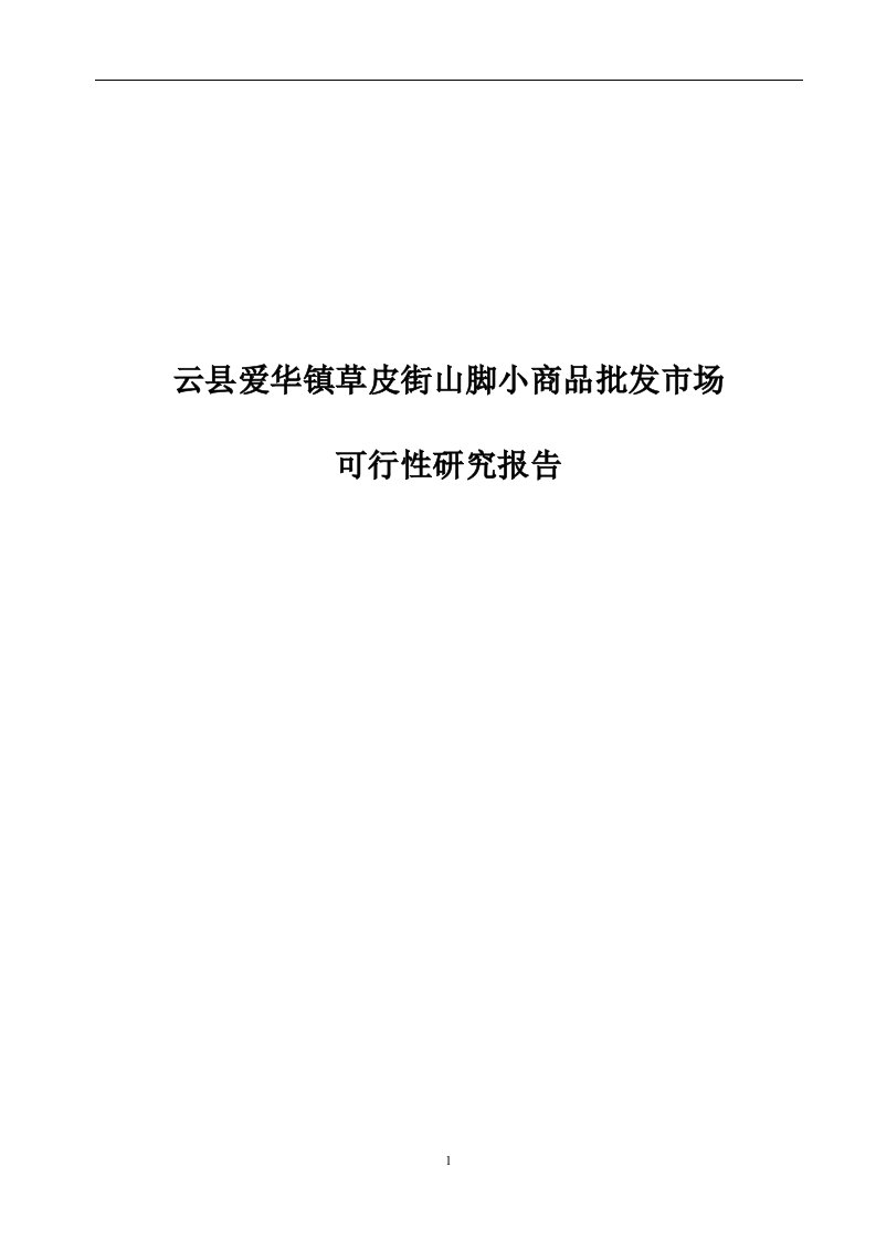 某镇小商品批发市场建设项目可行性研究报告