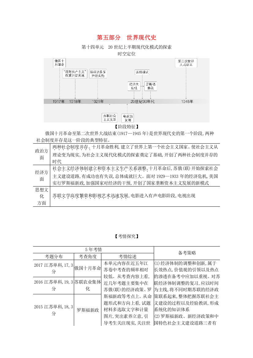 （江苏专用）2021高考历史一轮复习