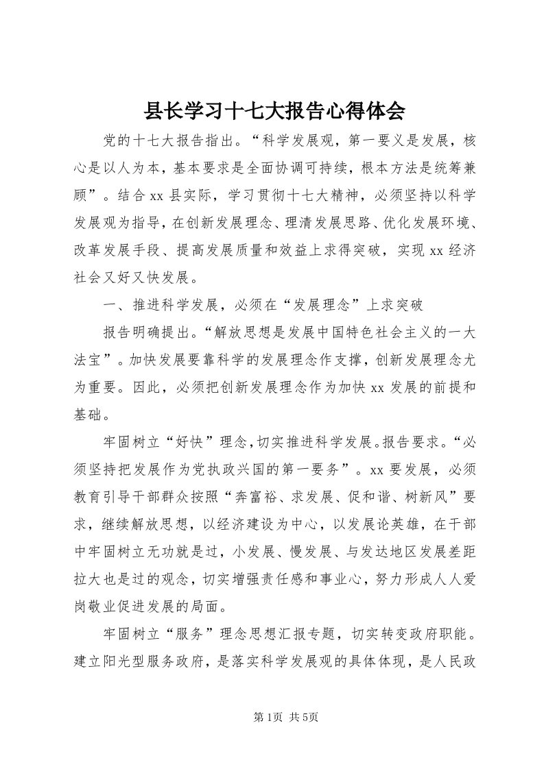 6县长学习十七大报告心得体会