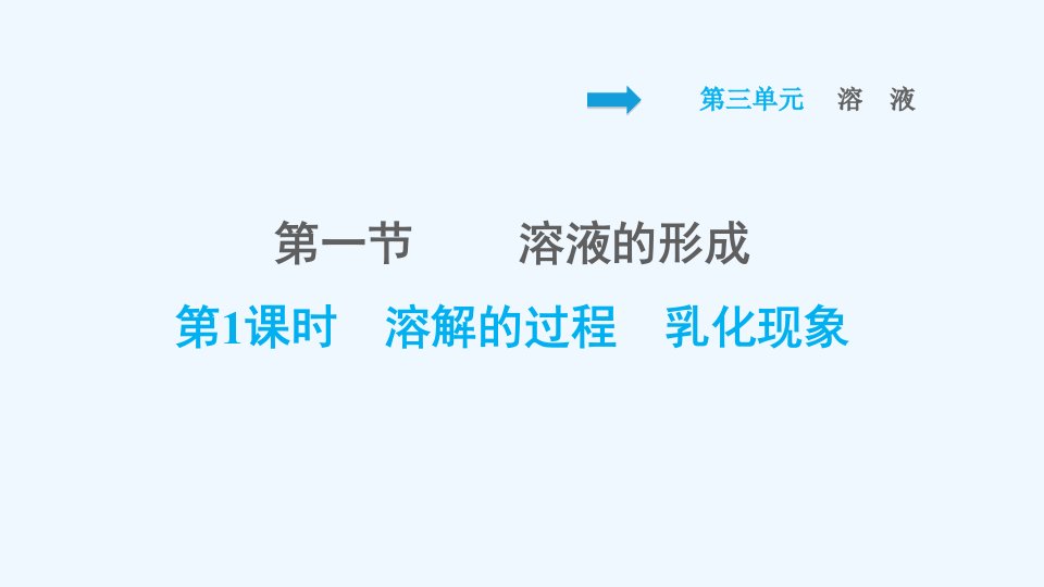 九年级化学上册第3单元溶液3.1溶液的形成第1课时溶解的过程乳化现象习题课件鲁教版