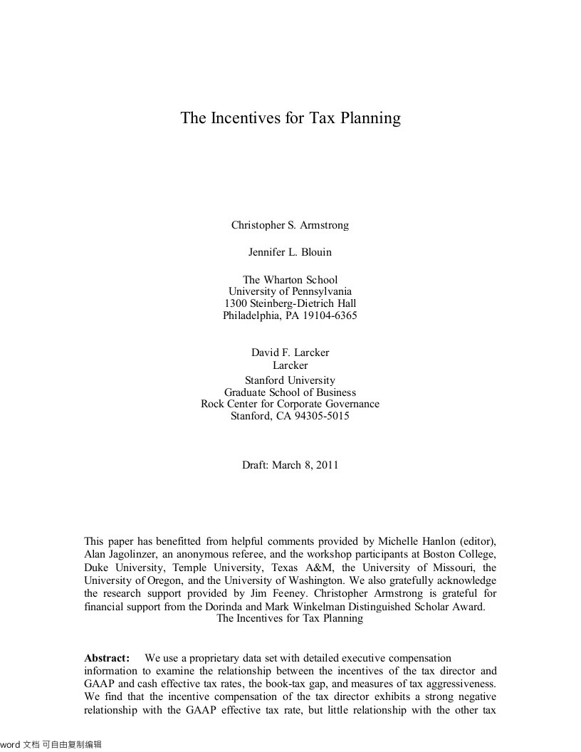 [经济学]Theincentivesfortaxplanning外文文献