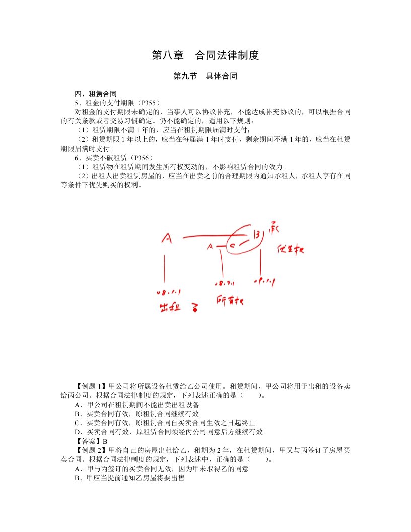 中级经济法具体合同