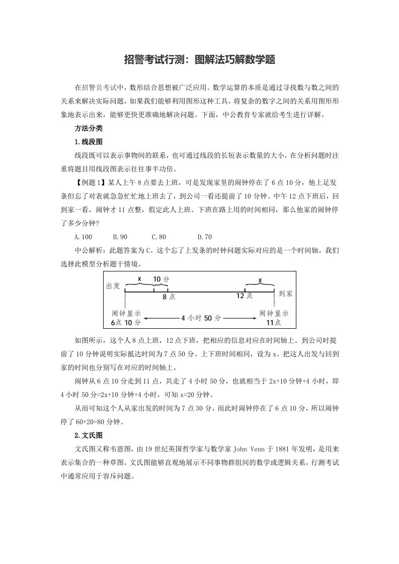 招警考试行测：图解法巧解数学题