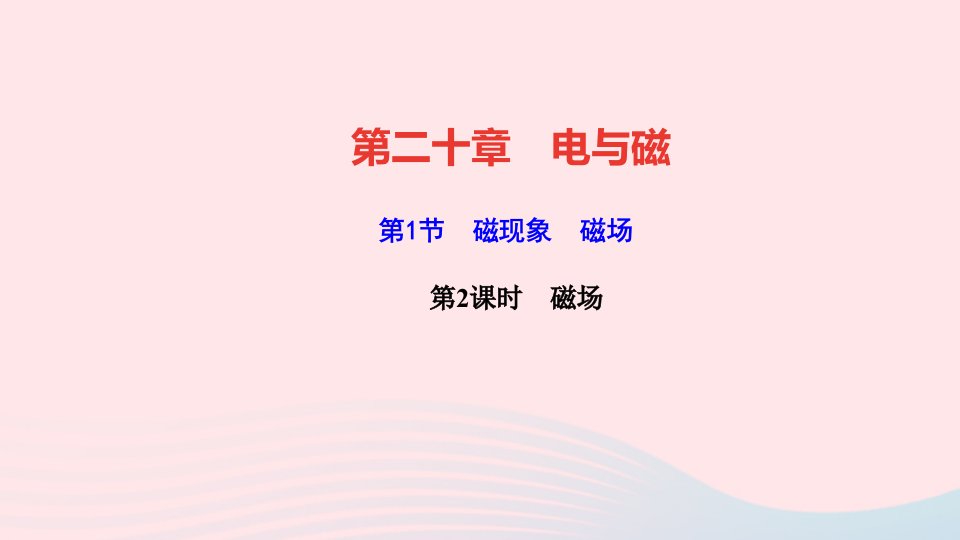 九年级物理全册第二十章电与磁第1节磁现象磁场第2课时磁场作业课件新版新人教版