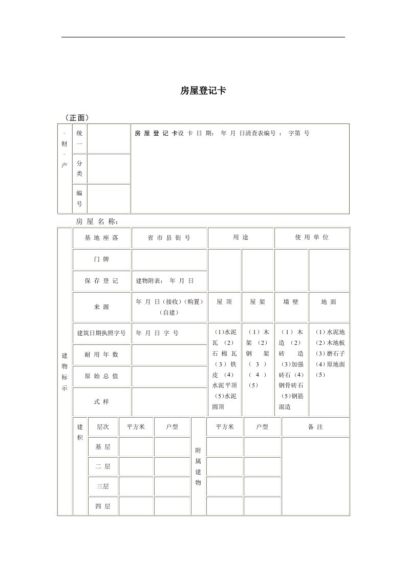 【管理精品】房屋登记卡(1)