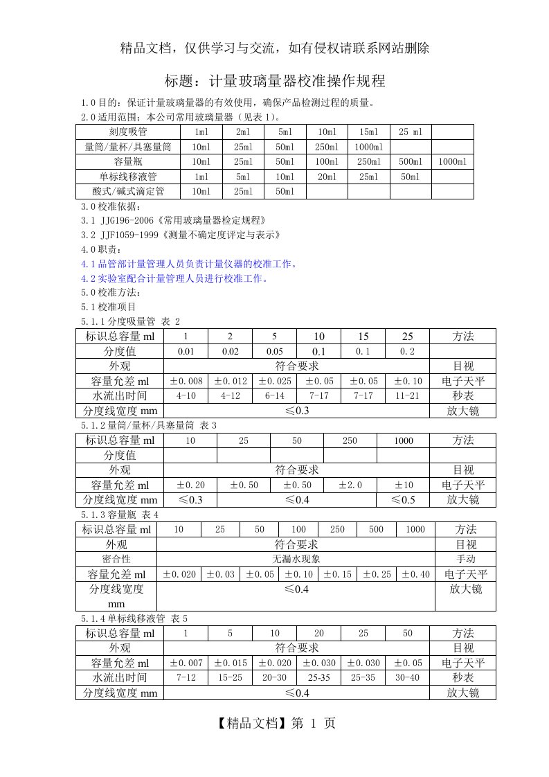 玻璃器皿校准规程