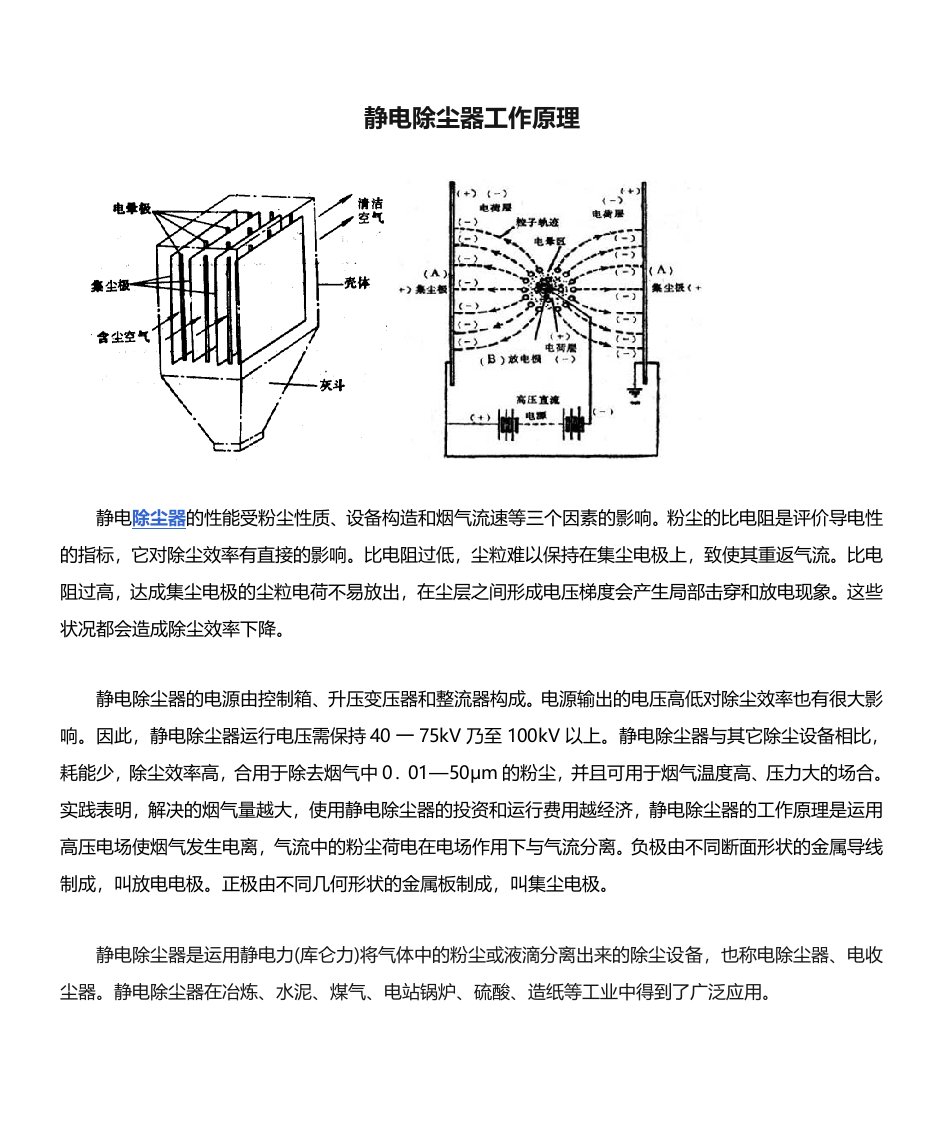 静电除尘器工作原理