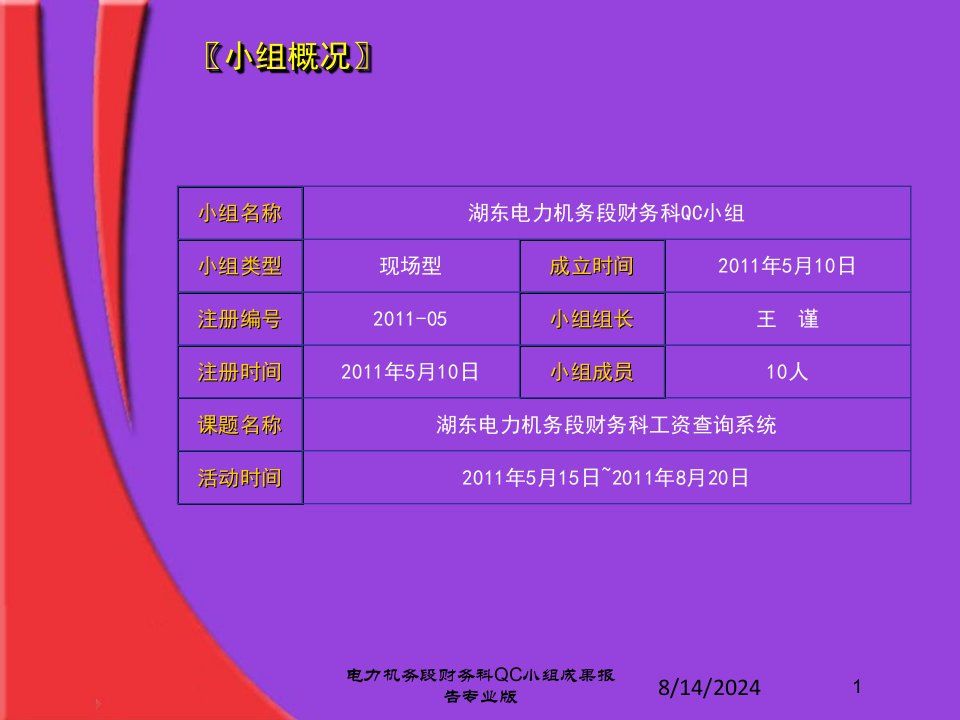 电力机务段财务科QC小组成果报告课件