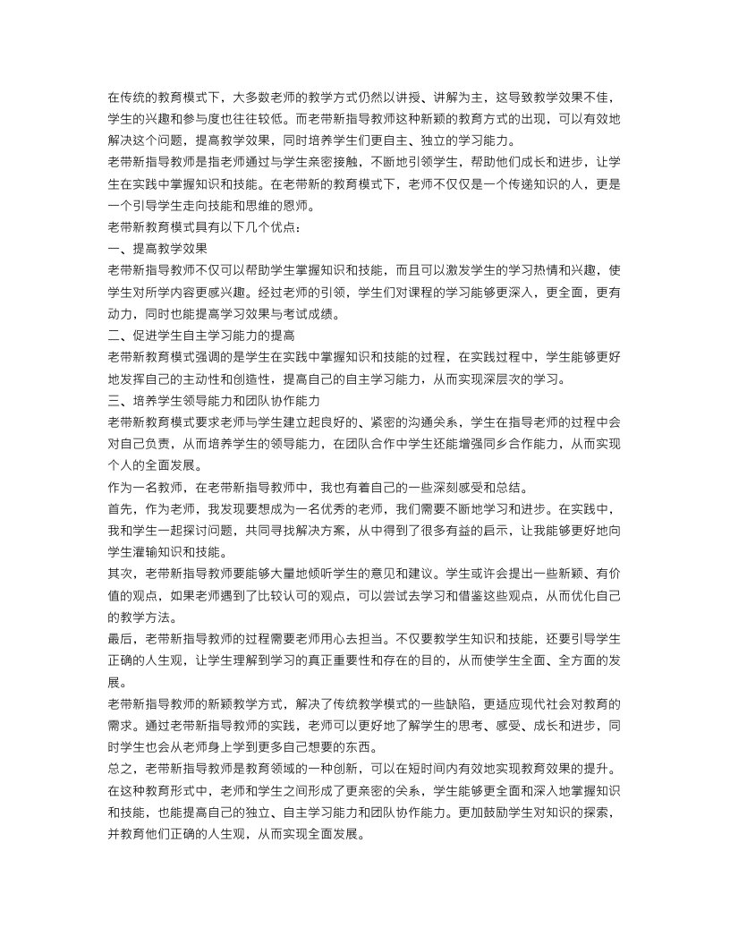 老带新指导教师总结