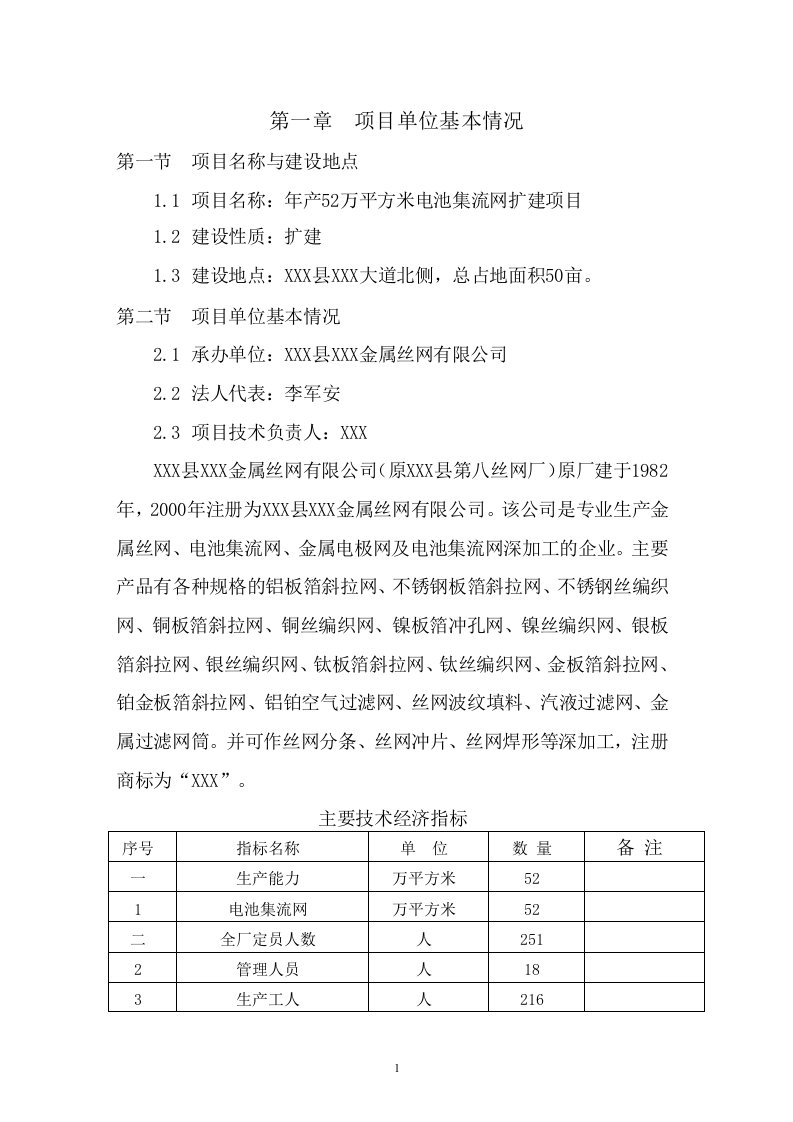 年产52万平方米电池集流网扩建项目可行性研究报告