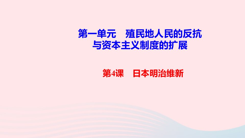 九年级历史下册第一单元殖民地人民的反抗与资本主义制度的扩展第4课日本明治维新作业课件新人教版