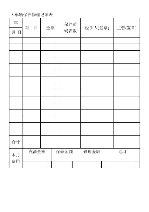 精品文档-08车辆保养修理记录表