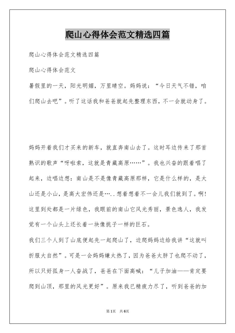 爬山心得体会范文精选四篇