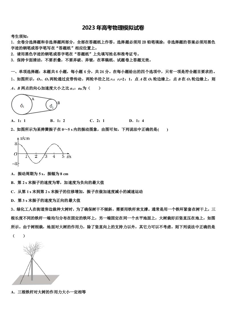 陕西省西安工业大学附中2023年高三冲刺模拟物理试卷含解析