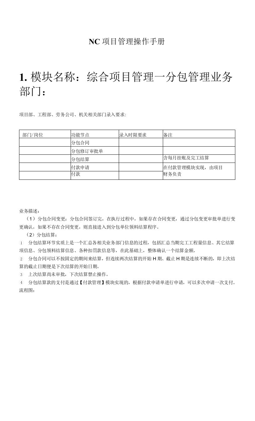 四建NC项目管理操作手册-劳务分包管理