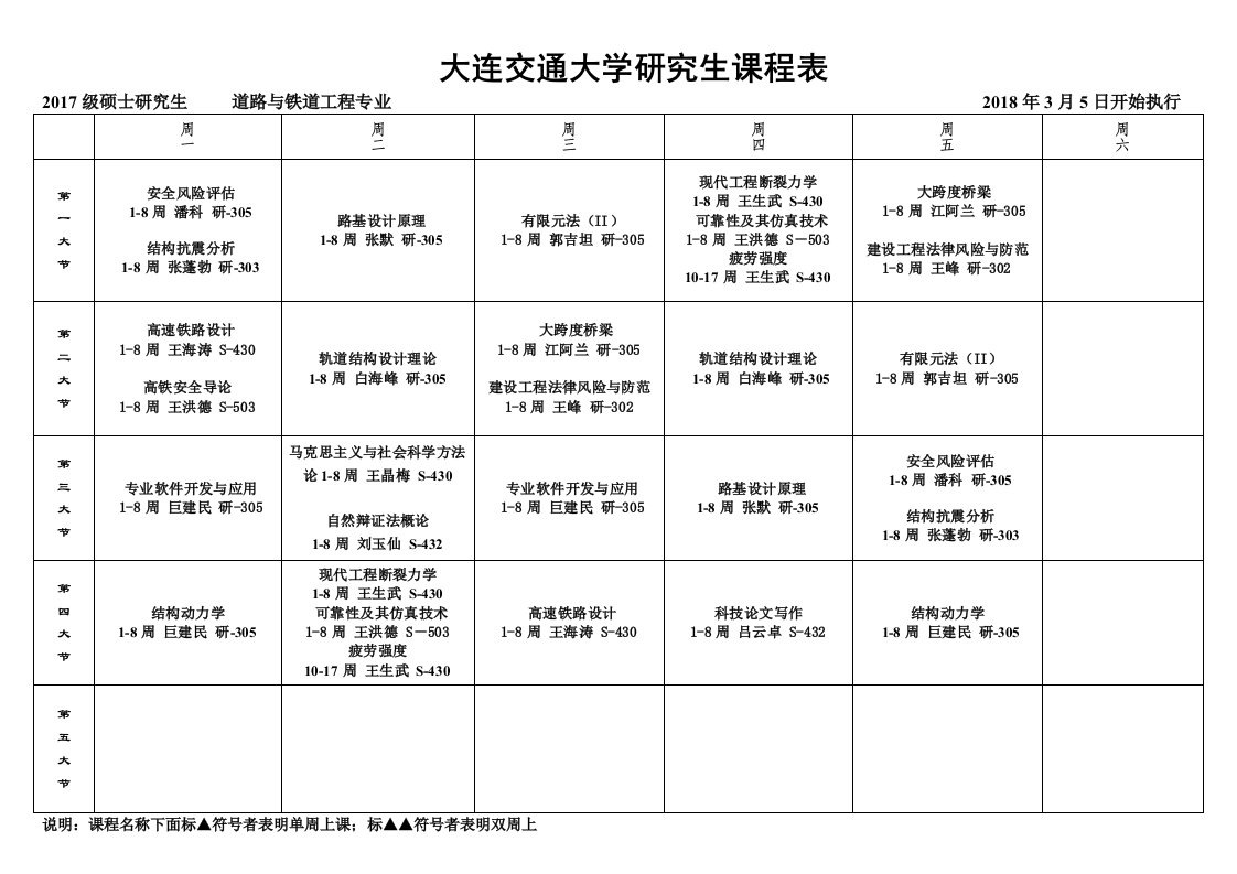 大连交通大学究生课程表