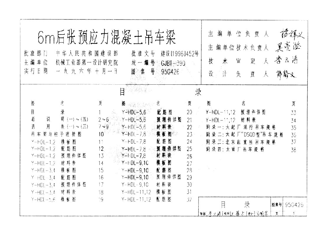 6M后张法预应力砼吊车梁95G426（精选）