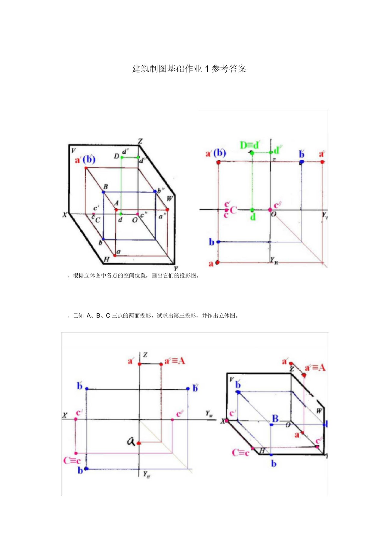 建筑制图基础作业1参考答案