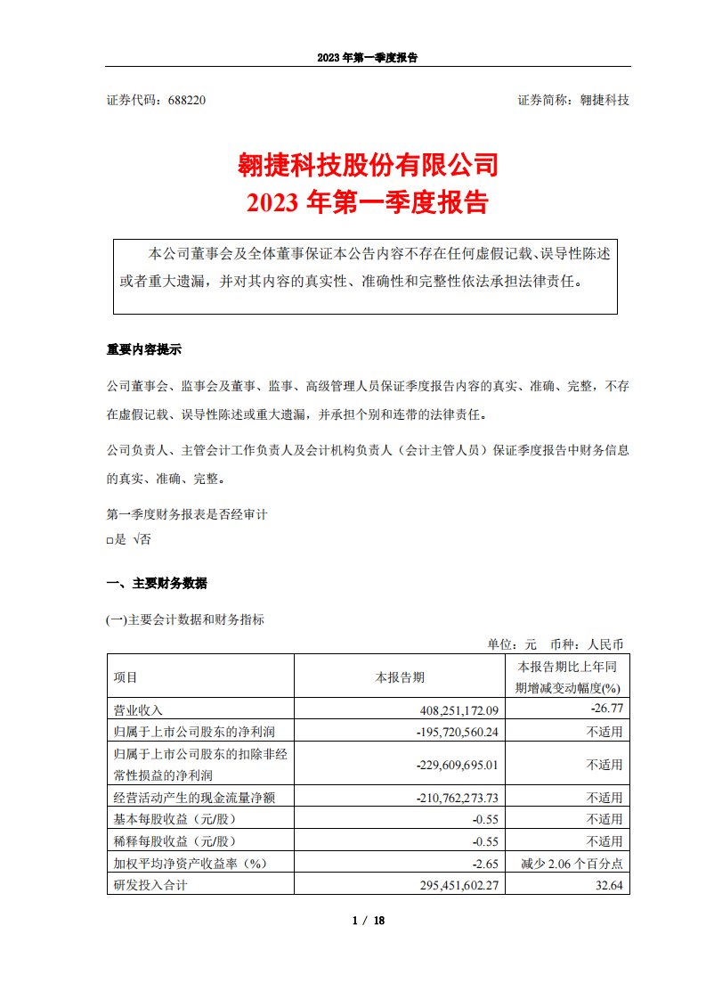 上交所-翱捷科技2023年第一季度报告-20230427