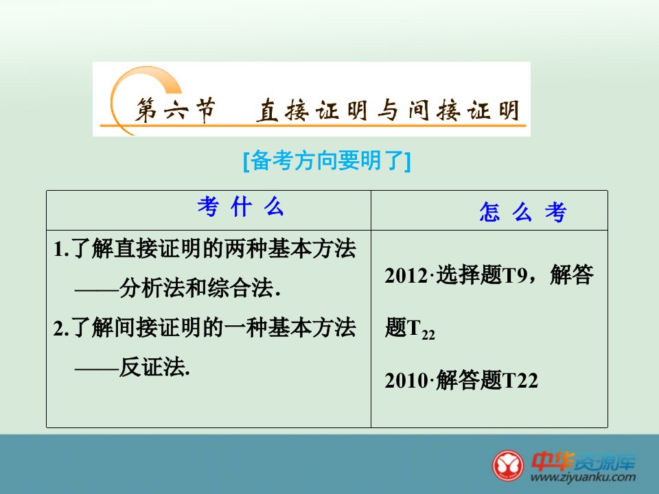 届浙江高考数学（理）一轮复习能力拔高课件：第六章《不等式、推理与证明》6.6《直接证明与间接证明》