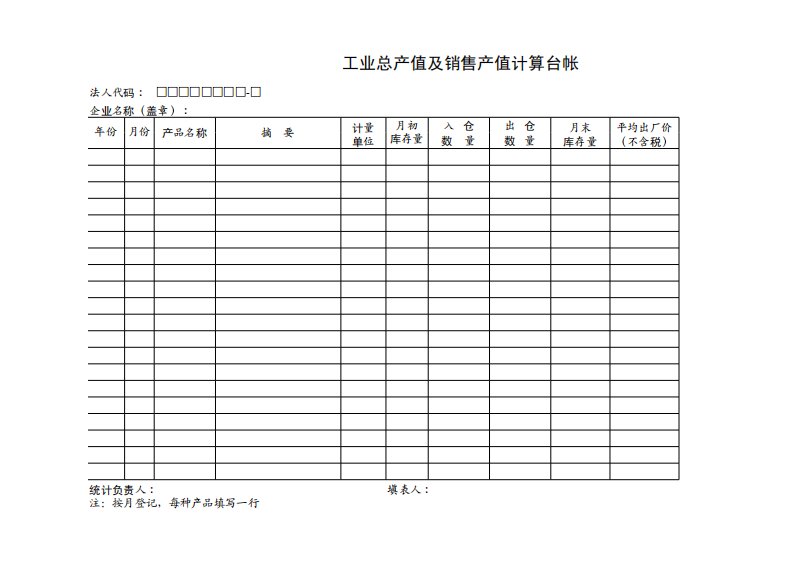 产值计算报表