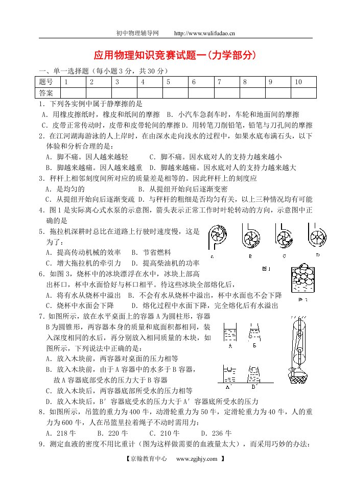 应用物理知识竞赛试题