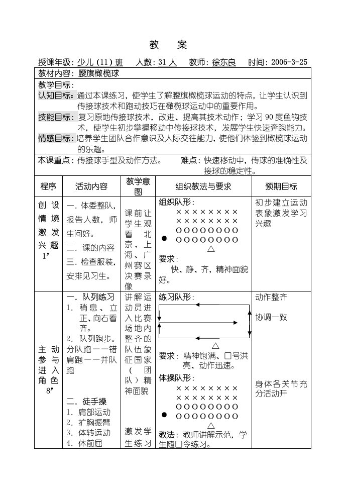 少儿教案－腰旗橄榄球