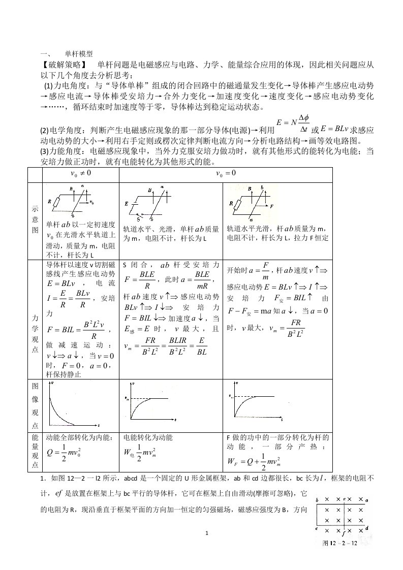 电磁感应中的单杆模型