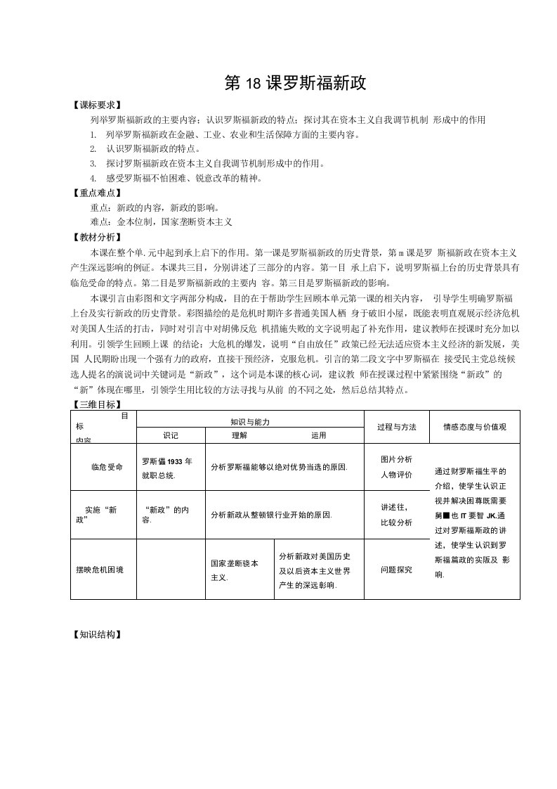 历史：6.18《罗斯福新政》学案（人教新课标必修二）