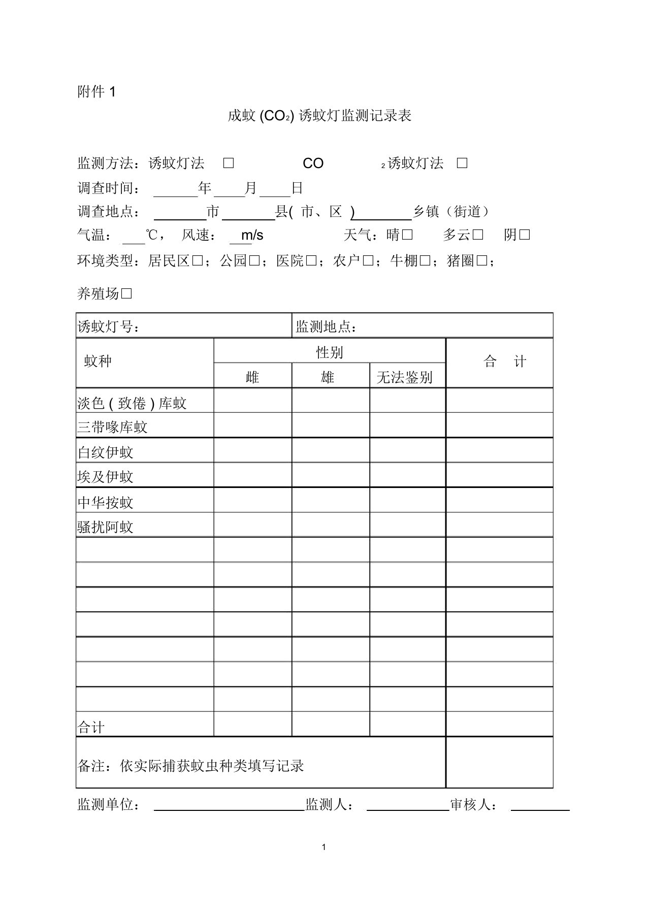 蚊虫监测方案