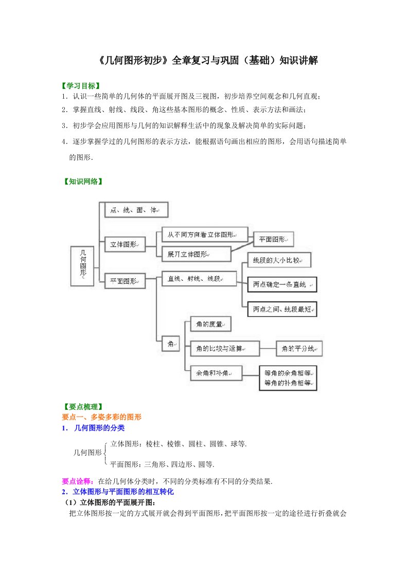 几何图形初步资料全章复习与巩固基础资料知识讲解