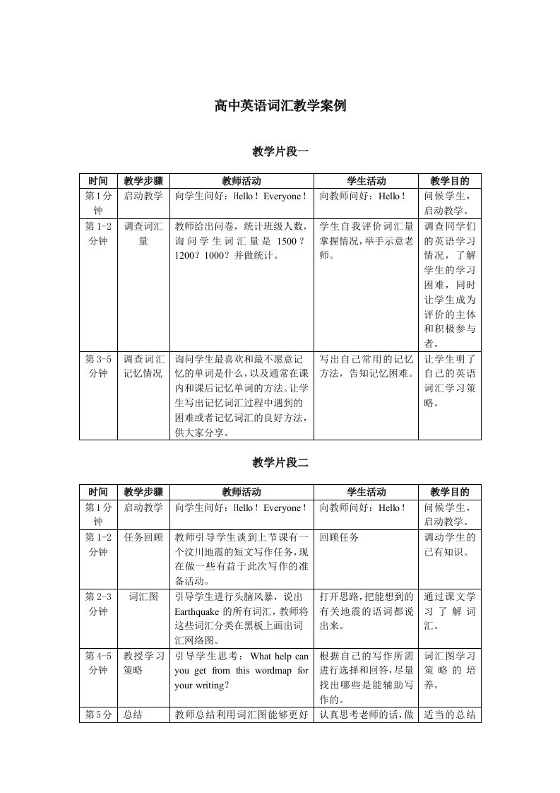 高中英语词汇教学案例