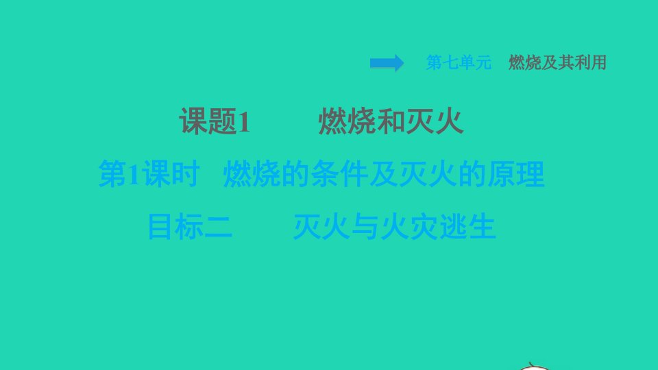 2021九年级化学上册第7单元燃料及其利用课题1燃烧和灭火第1课时目标二灭火与火灾逃生习题课件新版新人教版