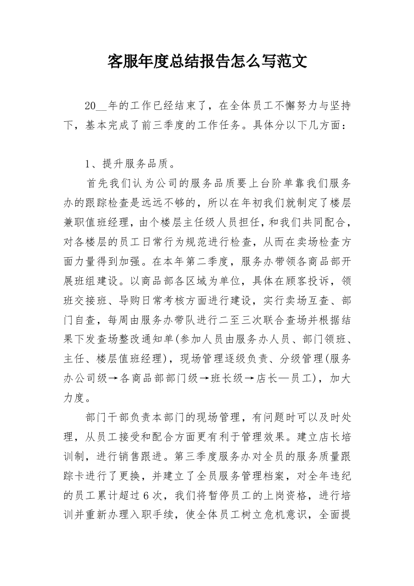 客服年度总结报告怎么写范文