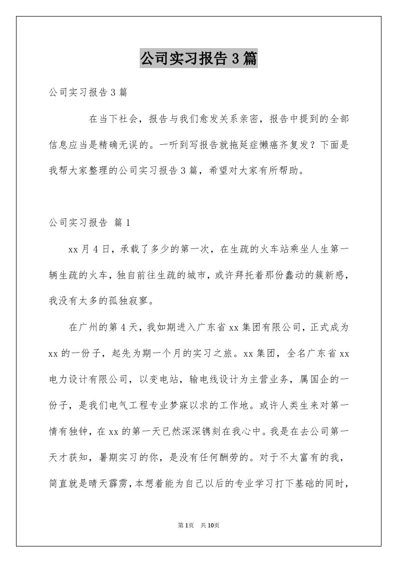 公司实习报告3篇例文4