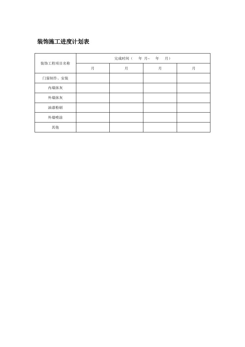 建筑工程管理-装饰施工进度计划表