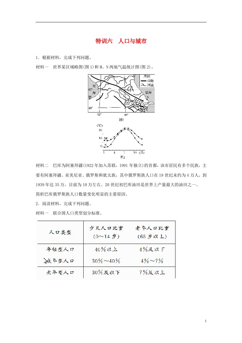 高考地理考前特训