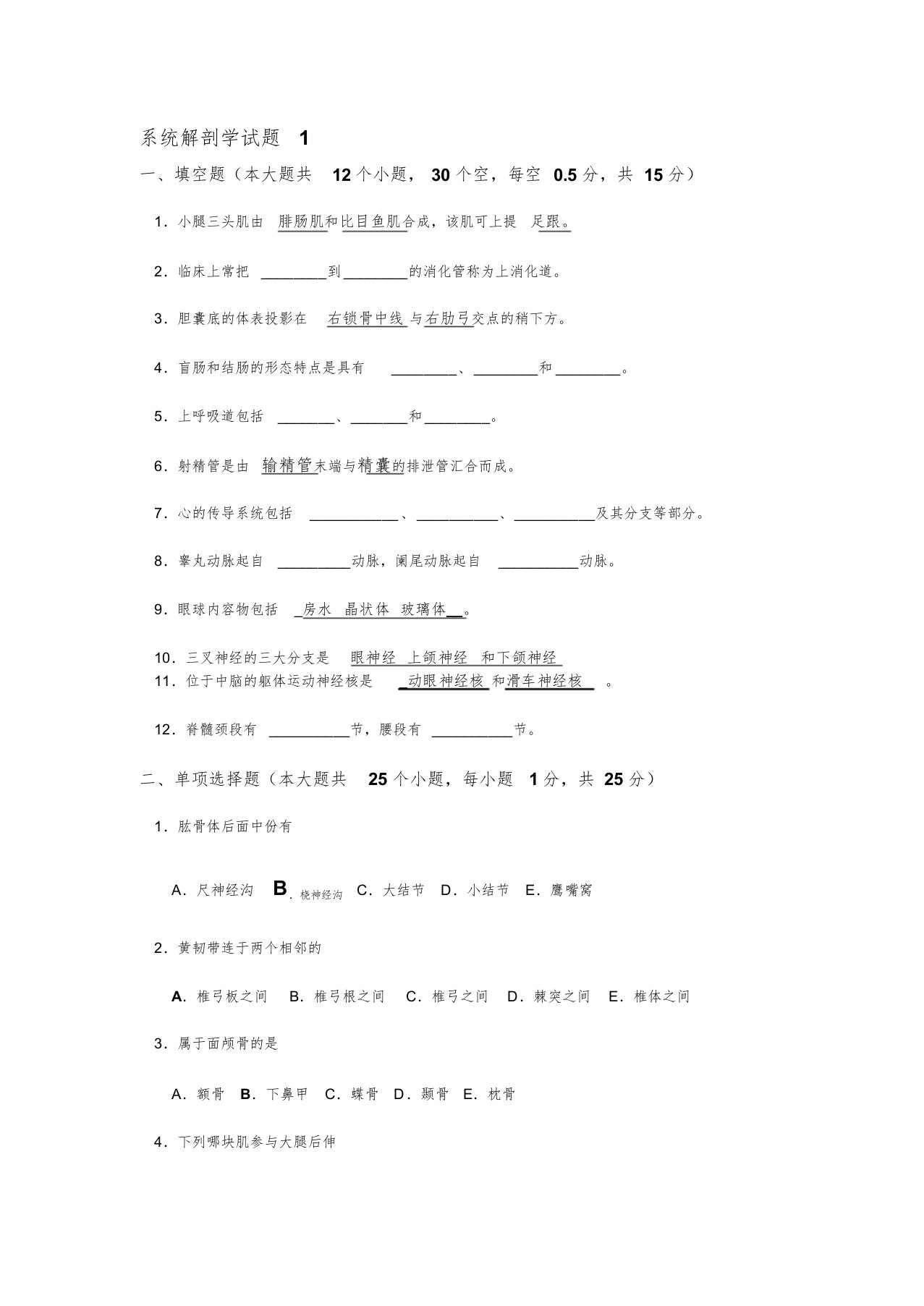 系统解剖学试题及答案1课件