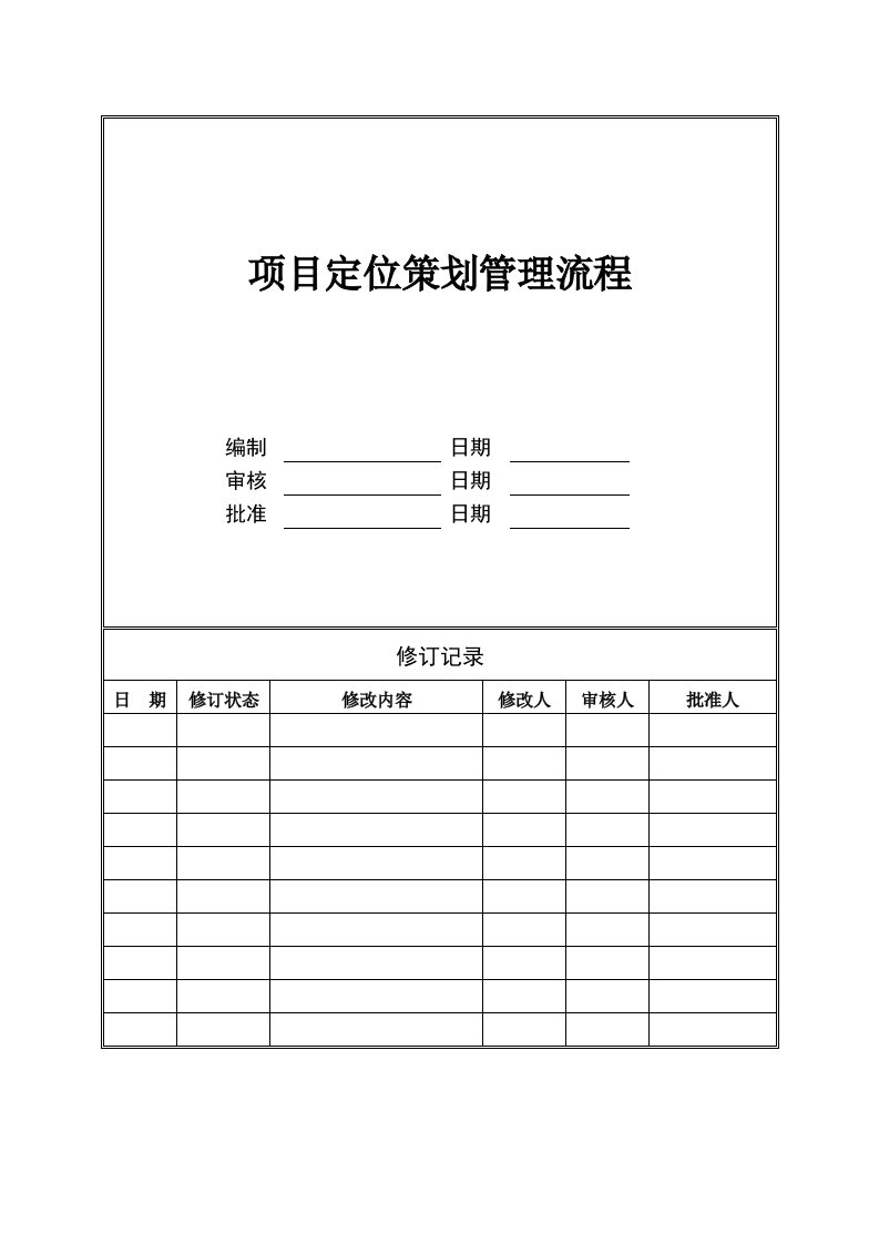 保亿地产项目定位策划管理流程