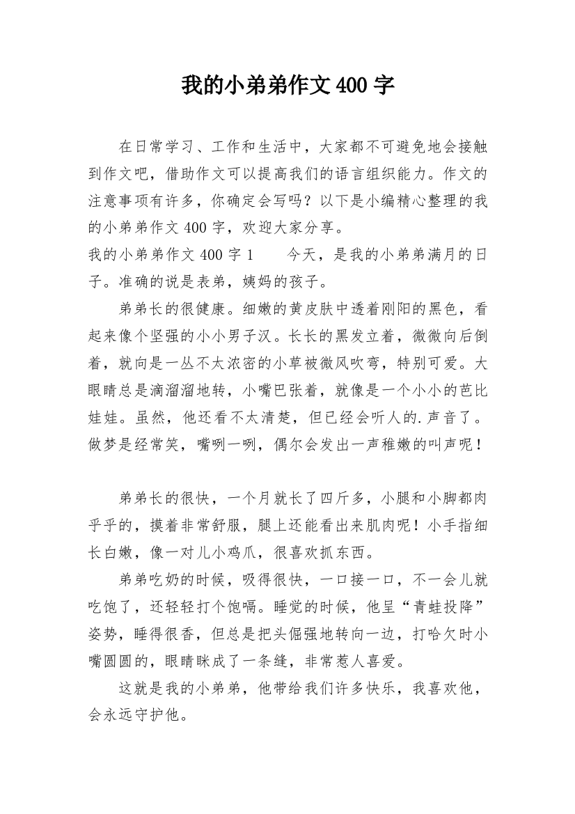 我的小弟弟作文400字