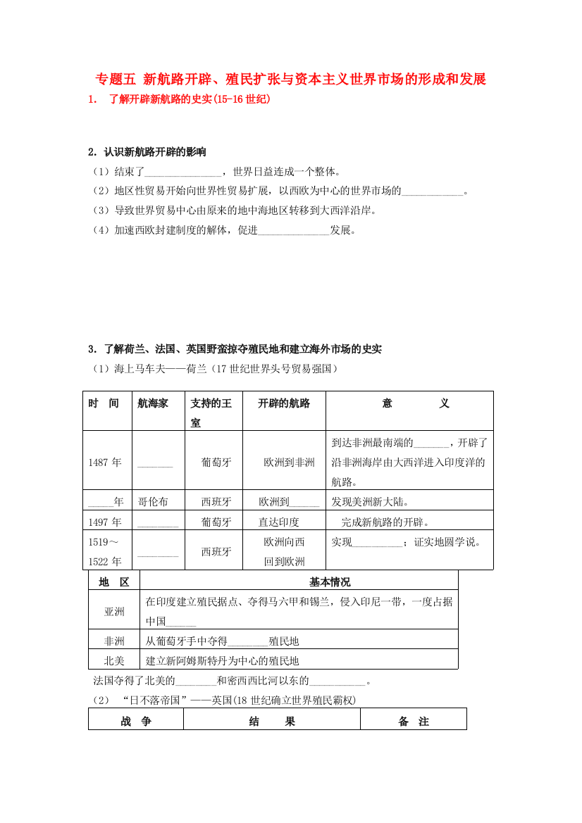 （名师考点提拔）2014高考历史《经济史》专题五